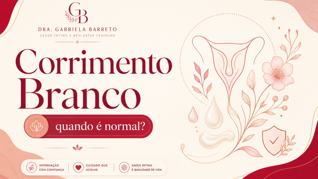 Capa editorial sobre corrimento branco e saúde íntima feminina